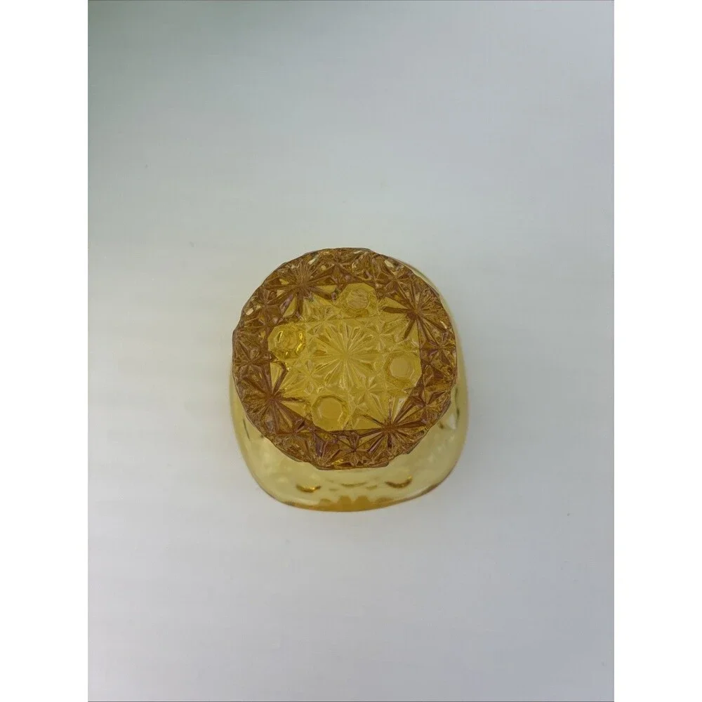 Top Hat Daisy Button Amber Glass Votive Candle Holder Toothpick Holder Vintage